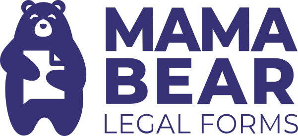 A green background with the words mama bear legal foundation in purple.