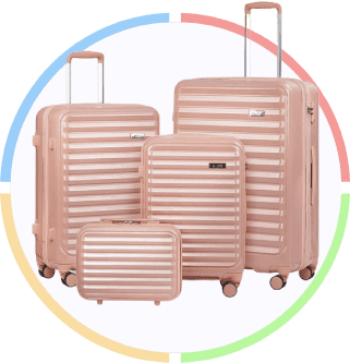 A set of four pieces luggage in pink.