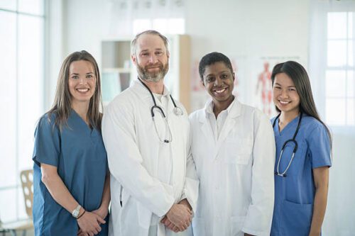 A multi ethnic team of doctors and nurses